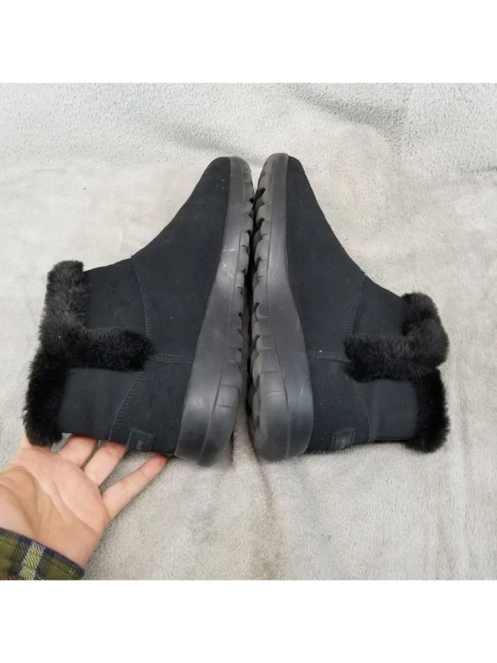 Skechers Shoes Womens Size 9 On The Go Black Suede Faux Fur Lined Boots *Read*